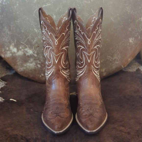 ARIAT "Heritage Western J Toe Wingtip" style 10005920 cowgirl boots sz 7.5 B euc - Picture 4 of 16